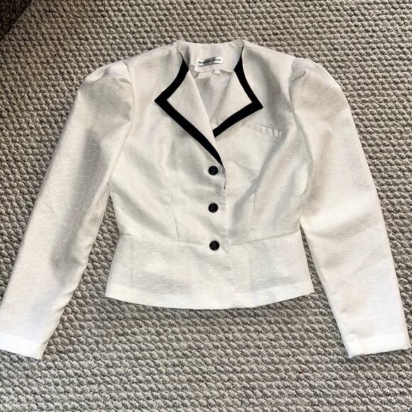 BLAZER button up white audrey celine size small formal officewear corpcore - Picture 1 of 5
